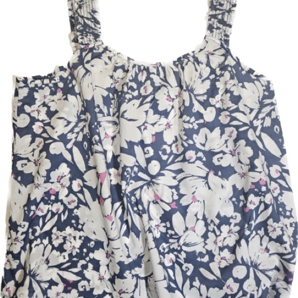GAP Tank Top‎ Women’s XL Blue White Floral Pink Wide Strap Cotton Comfort Shirt